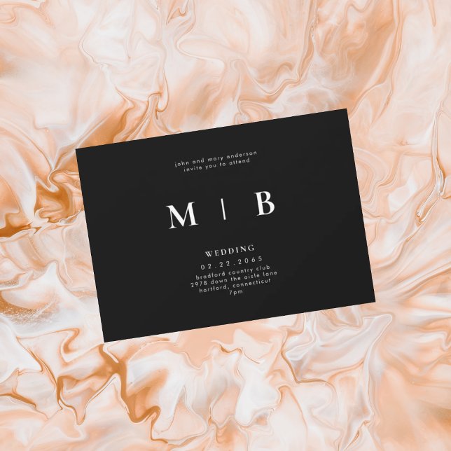 Einladung für leichte und einfache monogramm B/W-E (Von Creator hochgeladen)