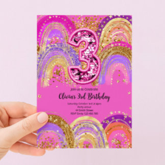 Einladung für Mädchen zum 3. Geburtstag