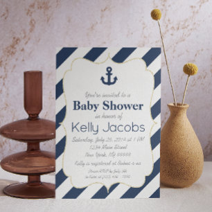 Einladung für Navy und Gold Nautical Baby Shower