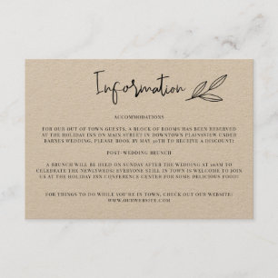 Einladung für rustikale Hochzeitsinformationen