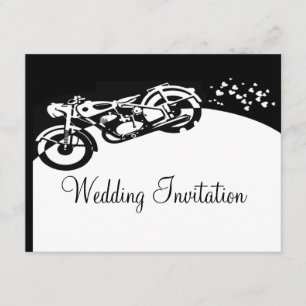 Einladung für Schwarz-weiße Hochzeiten von Motorrä