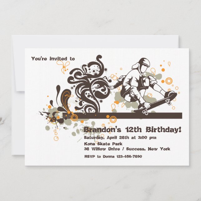 Einladung für Skateboarder (Vorderseite)