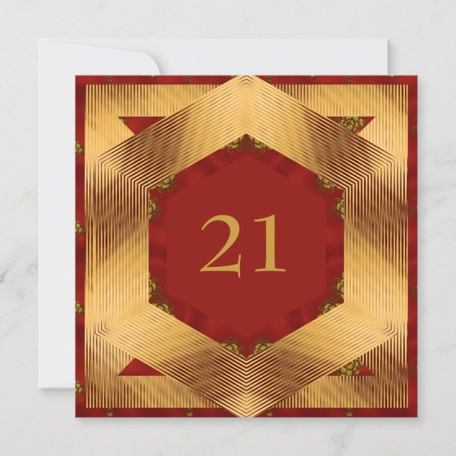 Einladung Geburtstag Abstrakt Rot Gelb (Vorderseite)