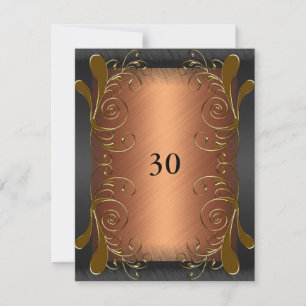 Einladung Geburtstag Dunkel Schwarz & Rost Gold Fl