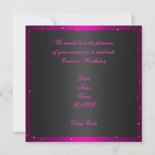 Einladung Geburtstag Schwarz & Hot Pink Punkte