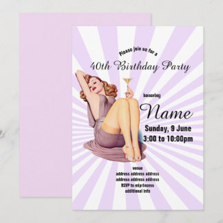 Einladung, Geburtstagsfeier, Vintage Pinup Girl Einladung