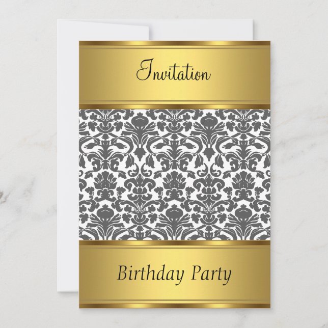 Einladung Geburtstagsparty Damask (Vorderseite)