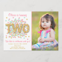 Einladung Girl Pink Gold Minze Zwei