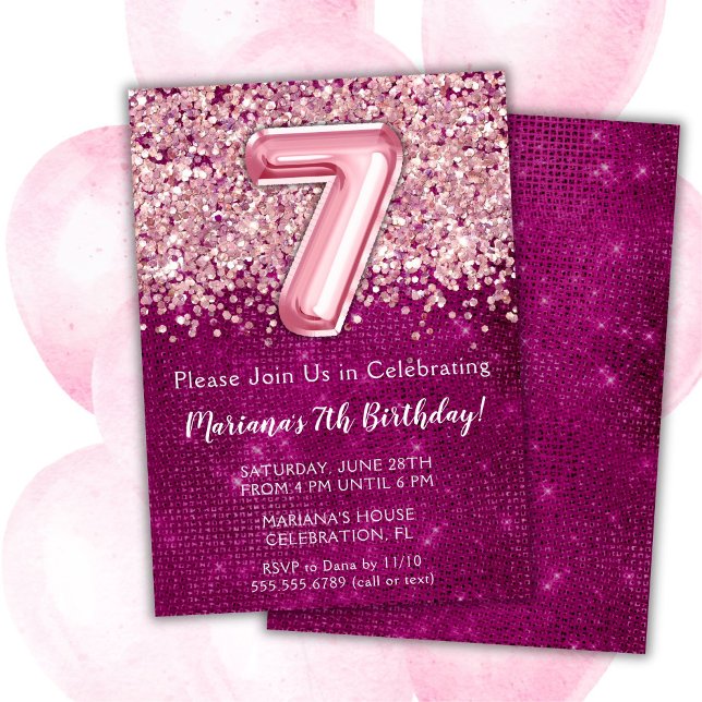 Einladung Girly Magenta Pink Glitzer (Von Creator hochgeladen)