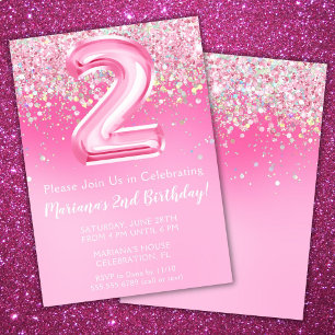 Einladung Girly Pink Glitzer