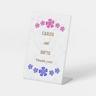 Einladung Glitzer Rosa und Blau Blumen Sockelschild