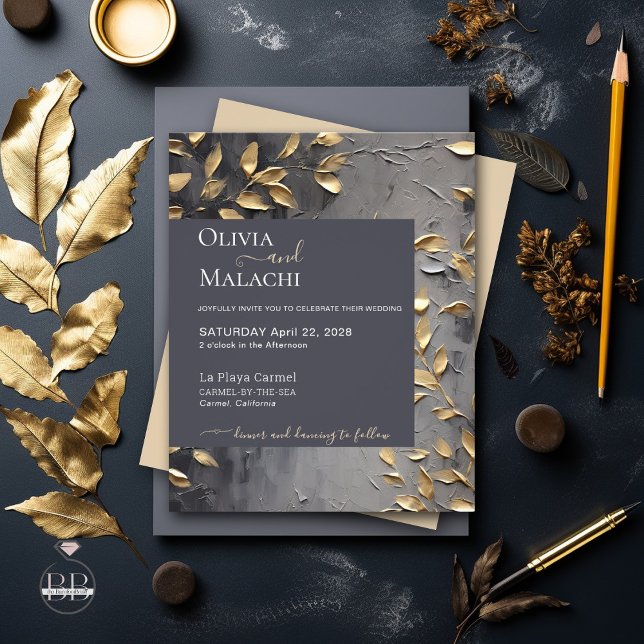 Einladung Gold Leaf Impasto Noir Flyer (Von Creator hochgeladen)