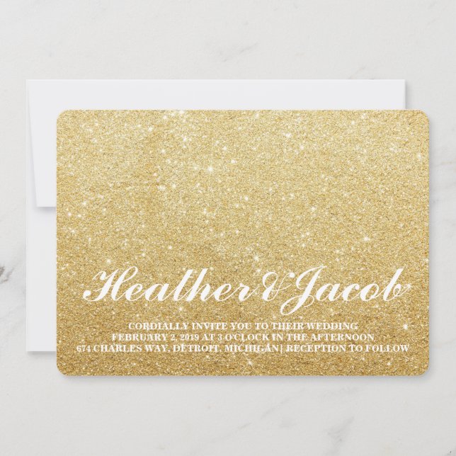 Einladung - Golden Glit Fab Hochzeit (Vorderseite)