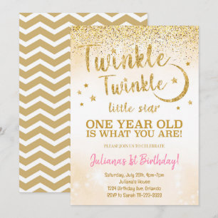 Einladung Golden Glitter Twinkle Little Star