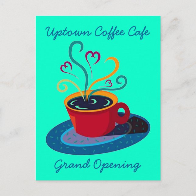 EINLADUNG GRAND ÖFFNUNG KAFFEE SHOP CAFE POSTCARD (Vorderseite)