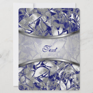 Einladung Grunge Art Silver Floral Abstrakt