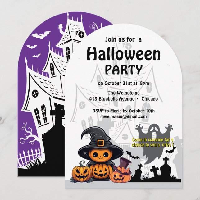 Einladung : HALLOWEEN Haus #2 (Vorne/Hinten)