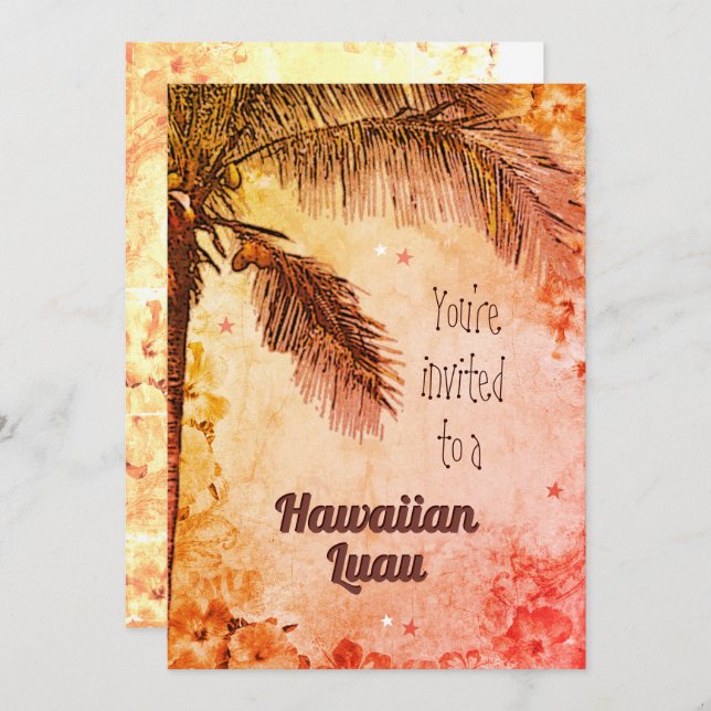 Einladung Hawaiian Luau (Vorne/Hinten)