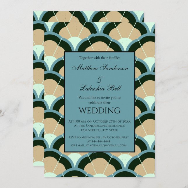 Einladung Hochzeit Art Deco (Vorne/Hinten)