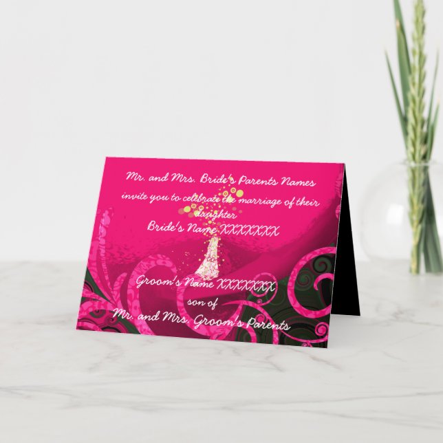 Einladung Hochzeit Deep Rasberry Calla Lilly (Vorderseite)