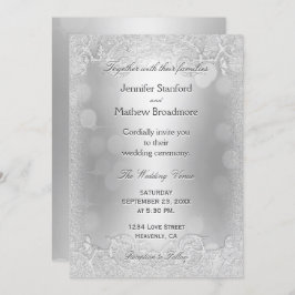 Einladung Hochzeit Elegante Silver Imitats Glitzer