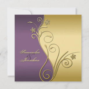 Einladung Hochzeit Klasse Lila Gold Floral