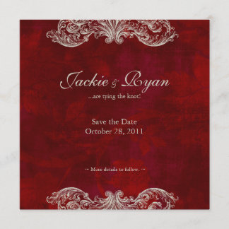 Einladung Hochzeit Save the Date Antike Rose rot