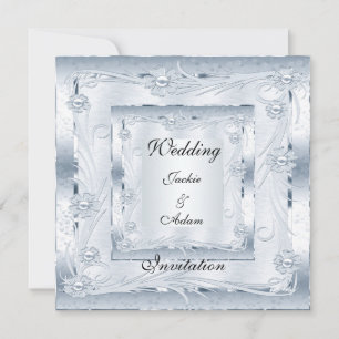 Einladung Hochzeit Verlobung Silver Blue Art Deco