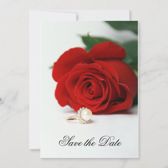Einladung Hochzeitskarte, Rote Rose, Save the Date (Vorderseite)