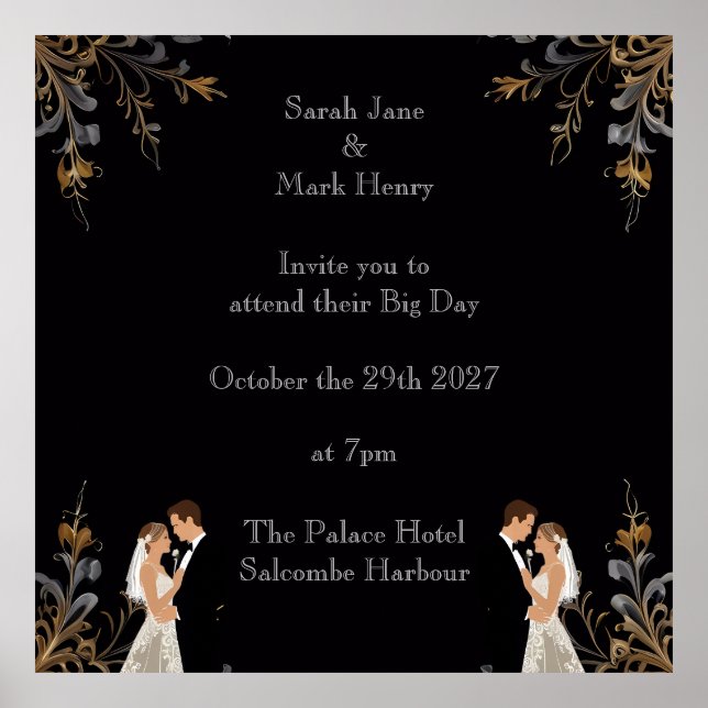 Einladung Hochzeitslayout kann personalisiert werd Poster (Vorne)