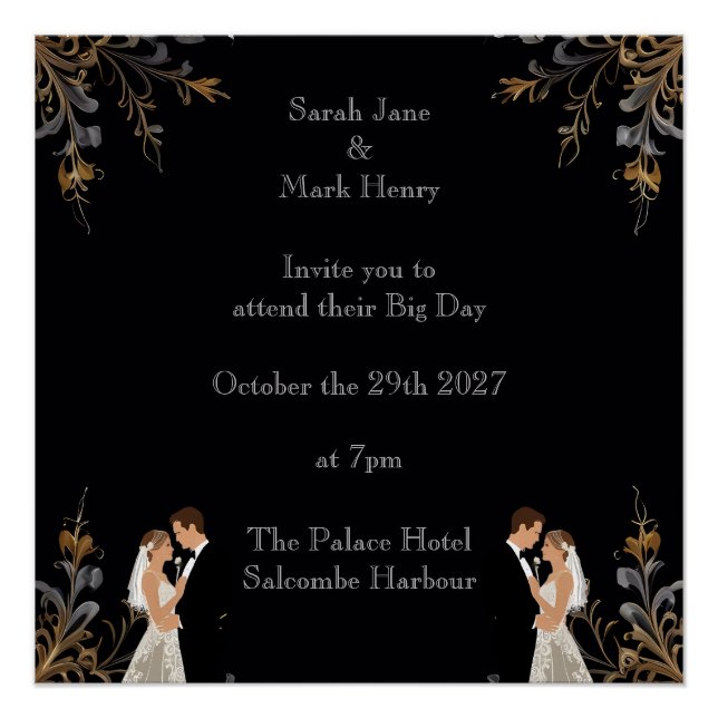 Einladung Hochzeitslayout kann personalisiert werd Poster (Vorderseite)