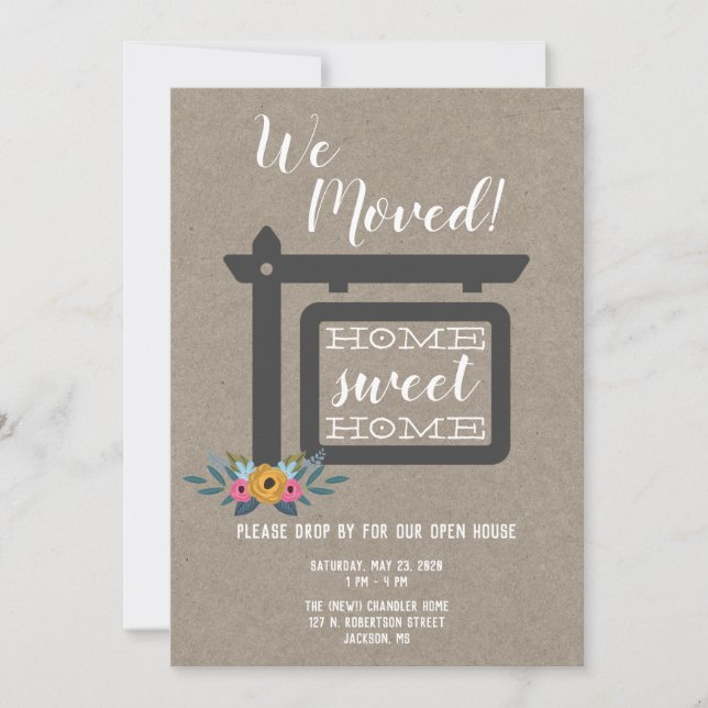 Einladung im offenen Haus, wir moved Einladung (Vorderseite)