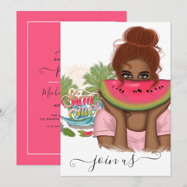 Einladung im Sommer Junggeselinnen-Abschied (Vorne/Hinten)