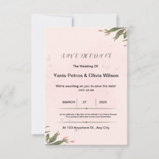 Einladung in Rosa und Beige Save the Date