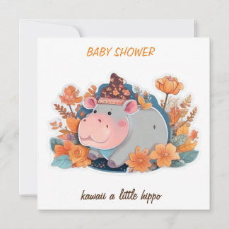 Einladung kawaii ein wenig Hippo Babydusche