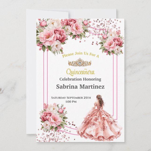 Einladung La Quinceanera (Vorderseite)