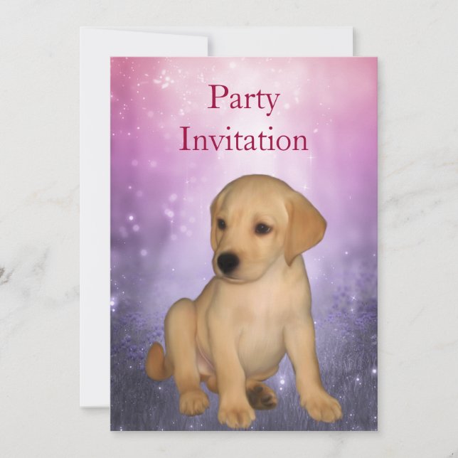 Einladung Labrador Welpe im Park (Vorderseite)