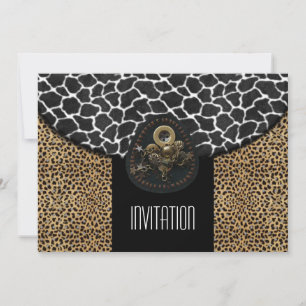 Einladung Leopard Schwarz Weiß Kuh Druck