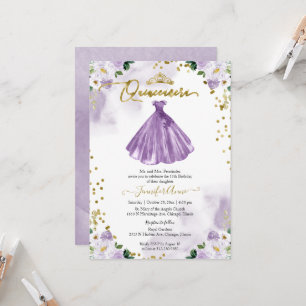 Einladung Lila Blumenkleid aus Quinceanera