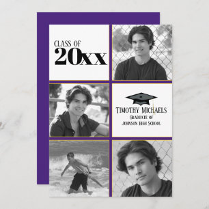 Einladung lila & Gold Abschluss, Matte 7" x 5"