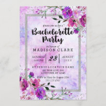 Einladung lila & silber Junggeselinnen-Abschieds