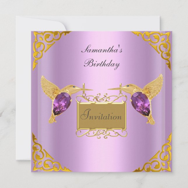 Einladung Mauve Gold Jewel Birds (Vorderseite)