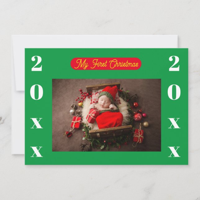 Einladung - Mein erstes Weihnachten - Foto/Jahr hi (Vorderseite)