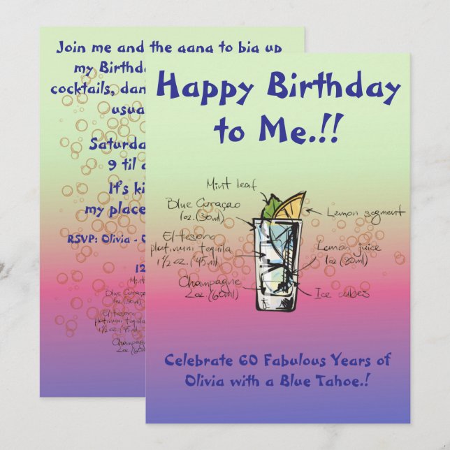 Einladung meiner Blue Tahoe Geburtstagsparty (Vorne/Hinten)