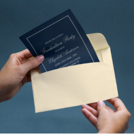 Einladung Minimalistischer Navy Blue Abschluss