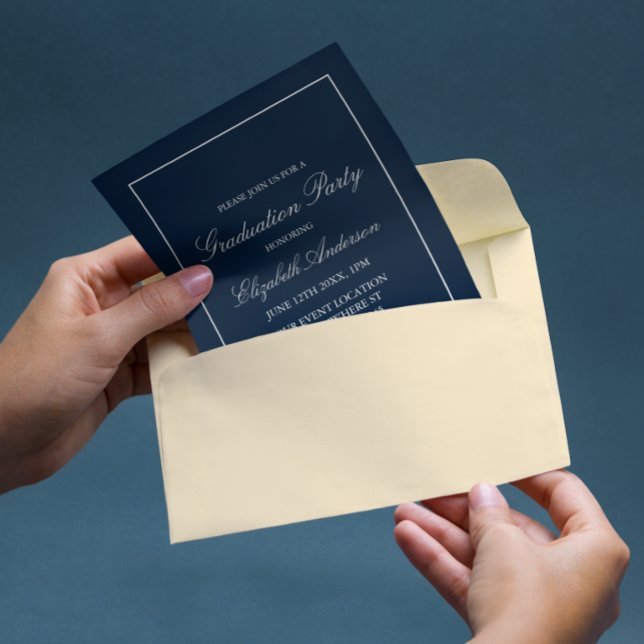 Einladung Minimalistischer Navy Blue Abschluss (Von Creator hochgeladen)