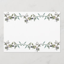 Einladung mit Aquarell des Zweigs des Olivenbaums