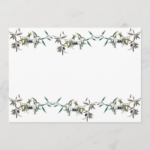 Einladung mit Aquarell des Zweigs des Olivenbaums