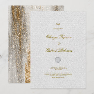 Einladung mit Goldener Pinselstriche bei weißen Ho