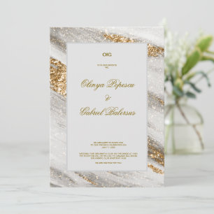 Einladung mit Goldener Pinselstriche bei weißen Ho